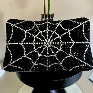 Alessia Clutch with Spider Web Rhinestone Design